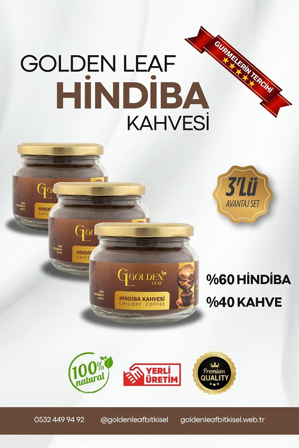 Golden Leaf Hindiba Kahvesi –  Ödem Atıcı Destek & Doğal Antioksidan 1 aylık - (60 kullanım) - Net 150 gr
